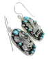 Southwest Eagle Turquoise Sterling Silver Hook Dangle Earrings QX69234