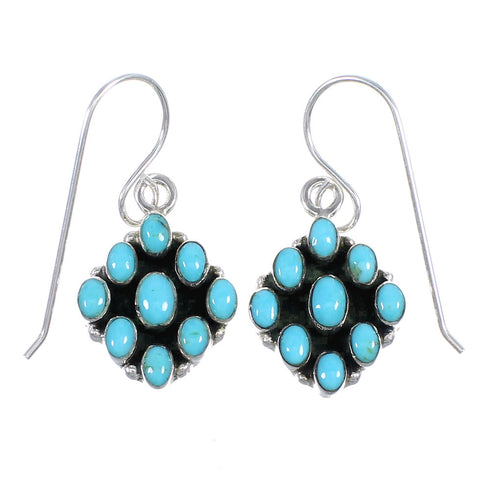 Authentic Sterling Silver Turquoise Southwest Hook Dangle Earrings QX69437