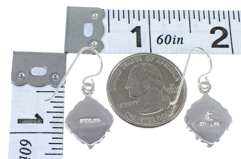 Authentic Sterling Silver Turquoise Southwest Hook Dangle Earrings QX69437