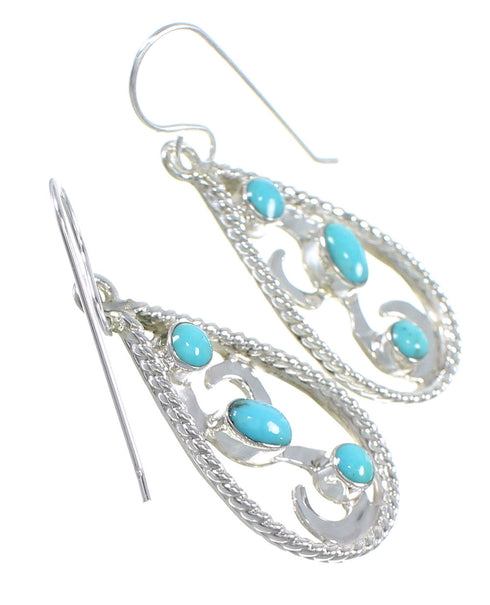 Authentic Sterling Silver Turquoise Southwestern Hook Dangle Earrings QX69499