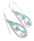 Authentic Sterling Silver Turquoise Southwestern Hook Dangle Earrings QX69499