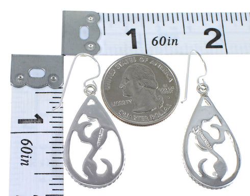 Authentic Sterling Silver Turquoise Southwestern Hook Dangle Earrings QX69499