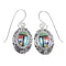 Multicolor Inlay Sterling Silver Hook Dangle Earrings RX70409