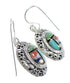 Multicolor Inlay Sterling Silver Hook Dangle Earrings RX70409