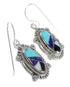 Southwest Sterling Silver Multicolor Inlay Hook Dangle Earrings RX70517