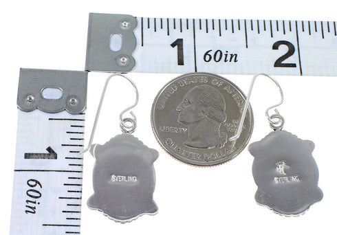 Southwest Sterling Silver Multicolor Inlay Hook Dangle Earrings RX70517