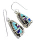 Sterling Silver Southwest Multicolor Inlay Hook Dangle Earrings RX70569