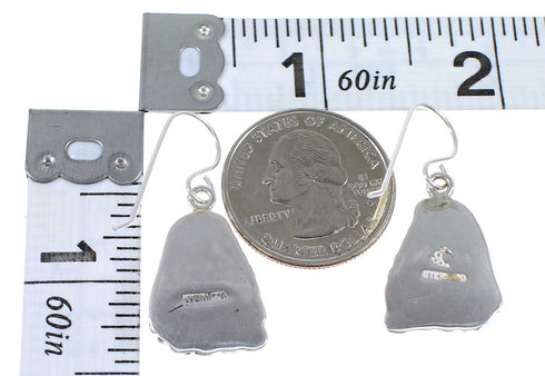 Sterling Silver Southwest Multicolor Inlay Hook Dangle Earrings RX70569