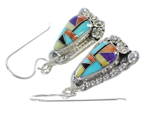 Sterling Silver Multicolor Hook Dangle Earrings RX70575