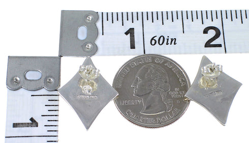 Southwest Sterling Silver Multicolor Inlay Post Earrings QX71972