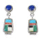 Southwestern Authentic Sterling Silver Multicolor Inlay Post Dangle Earrings QX71986