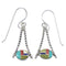 Multicolor Inlay Sterling Silver Southwestern Hook Dangle Earrings QX72180