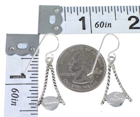 Multicolor Inlay Sterling Silver Southwestern Hook Dangle Earrings QX72180