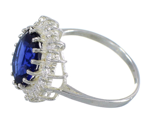 Cubic Zirconia And Tanzanite Southwestern Sterling Silver Ring Size 6-1/2 AX71366