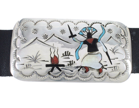 Multicolor Silver Navajo Thunderbird And Hummingbird Concho Belt AX73475