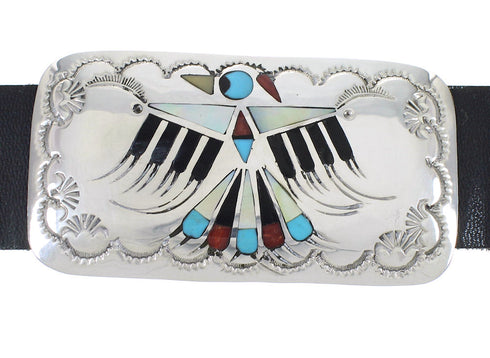 Multicolor Silver Navajo Thunderbird And Hummingbird Concho Belt AX73475