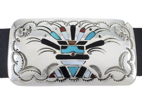 Multicolor Silver Navajo Thunderbird And Hummingbird Concho Belt AX73475