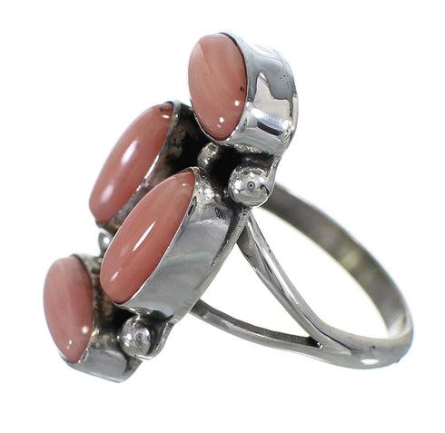Sterling Silver Pink Coral Navajo American Indian Ring Size 6 YX74760