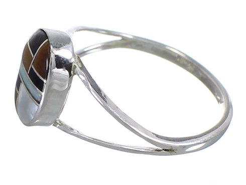 Sterling Silver Multicolor Inlay Southwestern Ring Size 5-1/4 YX73672