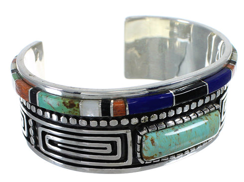 Water Wave Multicolor Sterling Silver Cuff Bracelet YX77718