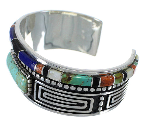 Water Wave Multicolor Sterling Silver Cuff Bracelet YX77718
