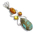 Sterling Silver #8 Turquoise Amber Southwest Pendant YX77179