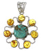 Silver Southwest #8 Turquoise And Amber Pendant QX74145
