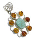 Authentic Sterling Silver Southwestern #8 Turquoise And Amber Pendant QX74154