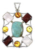 Multicolor Silver Southwestern Pendant QX77152