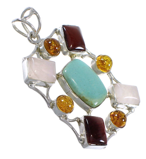 Multicolor Authentic Sterling Silver Southwest Pendant QX77157