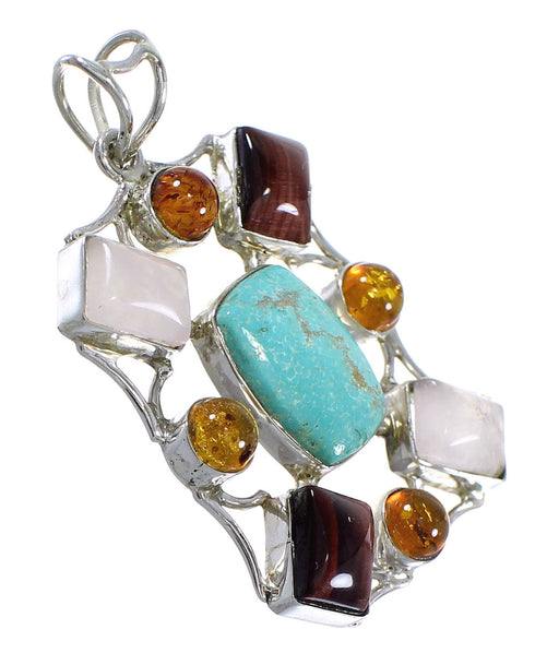 Multicolor Genuine Sterling Silver Southwest Pendant QX77163