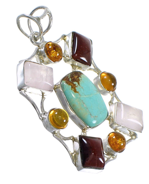 Multicolor Genuine Sterling Silver Southwestern Pendant QX77165
