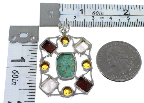 Multicolor Genuine Sterling Silver Southwestern Pendant QX77165