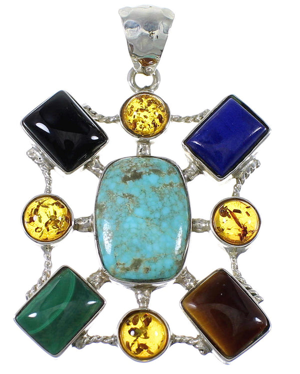 Silver Multicolor Southwestern Pendant QX77171