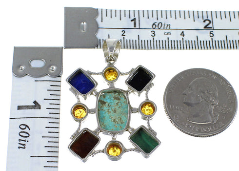 Southwest Multicolor Silver Pendant QX77262