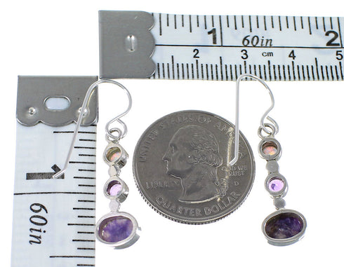 Silver Southwest Multicolor Hook Dangle Earrings QX77272