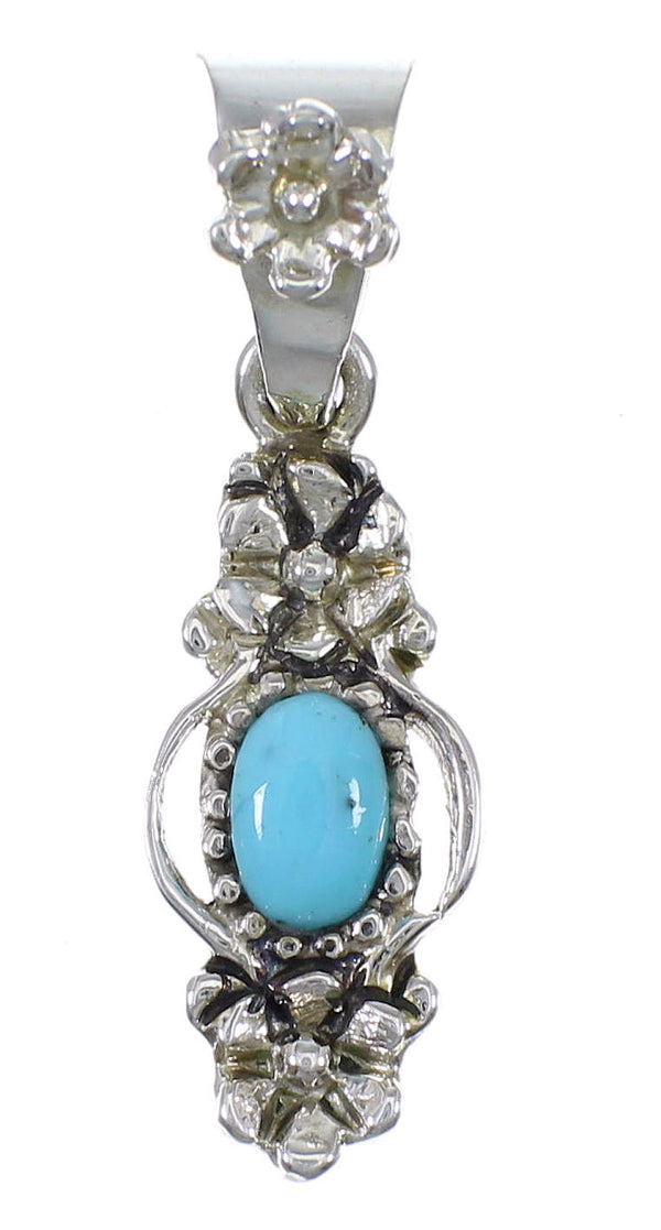 Turquoise Sterling Silver Flower Pendant AX78381