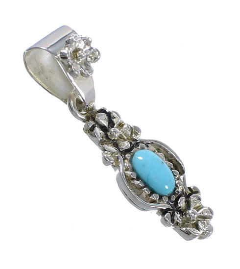 Turquoise Sterling Silver Flower Pendant AX78381