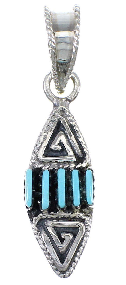 Silver Turquoise Needlepoint Water Wave Pendant AX78431