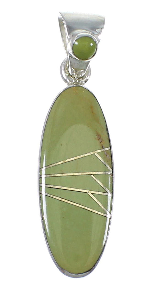 Turquoise Inlay Silver Southwestern Slide Pendant AX79043