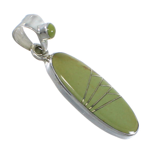 Turquoise Inlay Silver Southwestern Slide Pendant AX79043