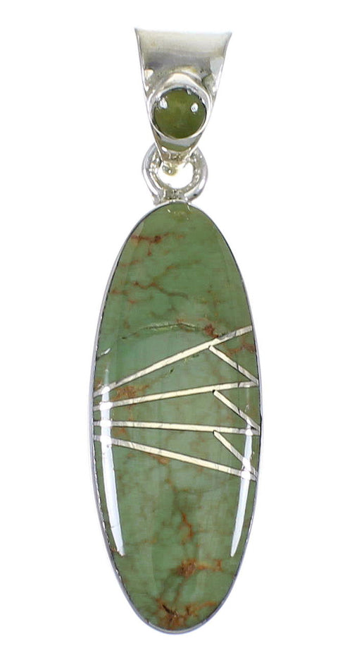 Turquoise Authentic Sterling Silver Southwest Slide Pendant AX79059