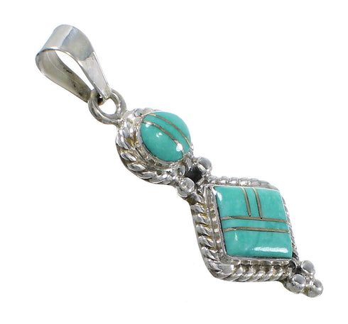 Turquoise Inlay Silver Southwestern Jewelry Slide Pendant AX79072
