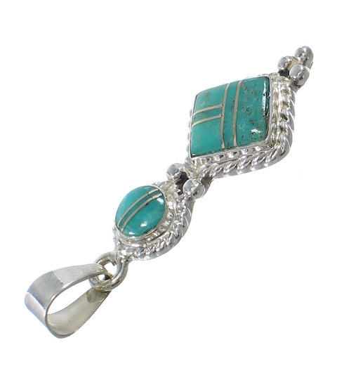 Turquoise Inlay Silver Southwest Jewelry Slide Pendant AX79073