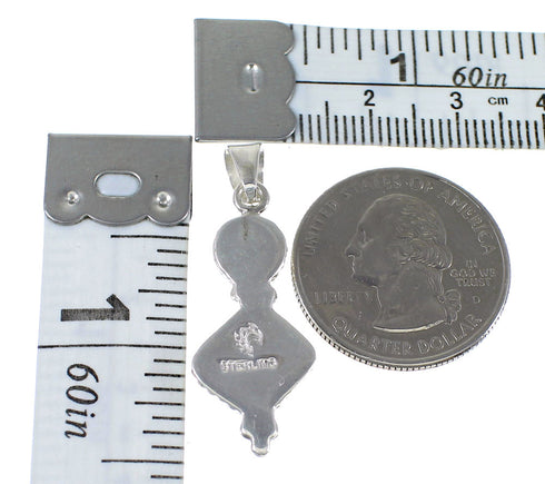 Turquoise Inlay Silver Southwest Jewelry Slide Pendant AX79073