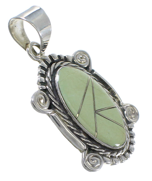 Southwestern Turquoise Inlay Authentic Sterling Silver Slide Pendant AX79124
