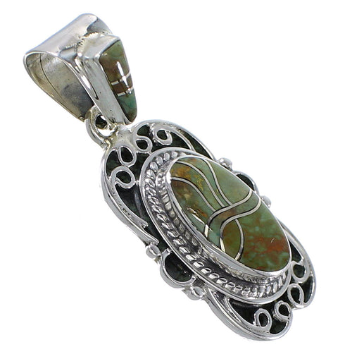Silver Southwest Turquoise Inlay Slide Pendant AX79150
