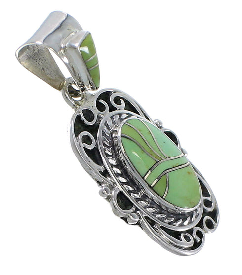 Silver Southwestern Turquoise Inlay Slide Pendant AX79153