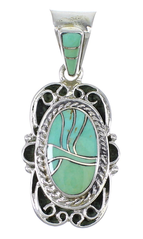 Genuine Sterling Silver Southwestern Turquoise Slide Pendant AX79156