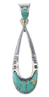 Authentic Sterling Silver Southwestern Turquoise Inlay Slide Pendant AX79179